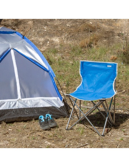 Pack 2 sillas camping alto fijas 43x43x71 cm azul