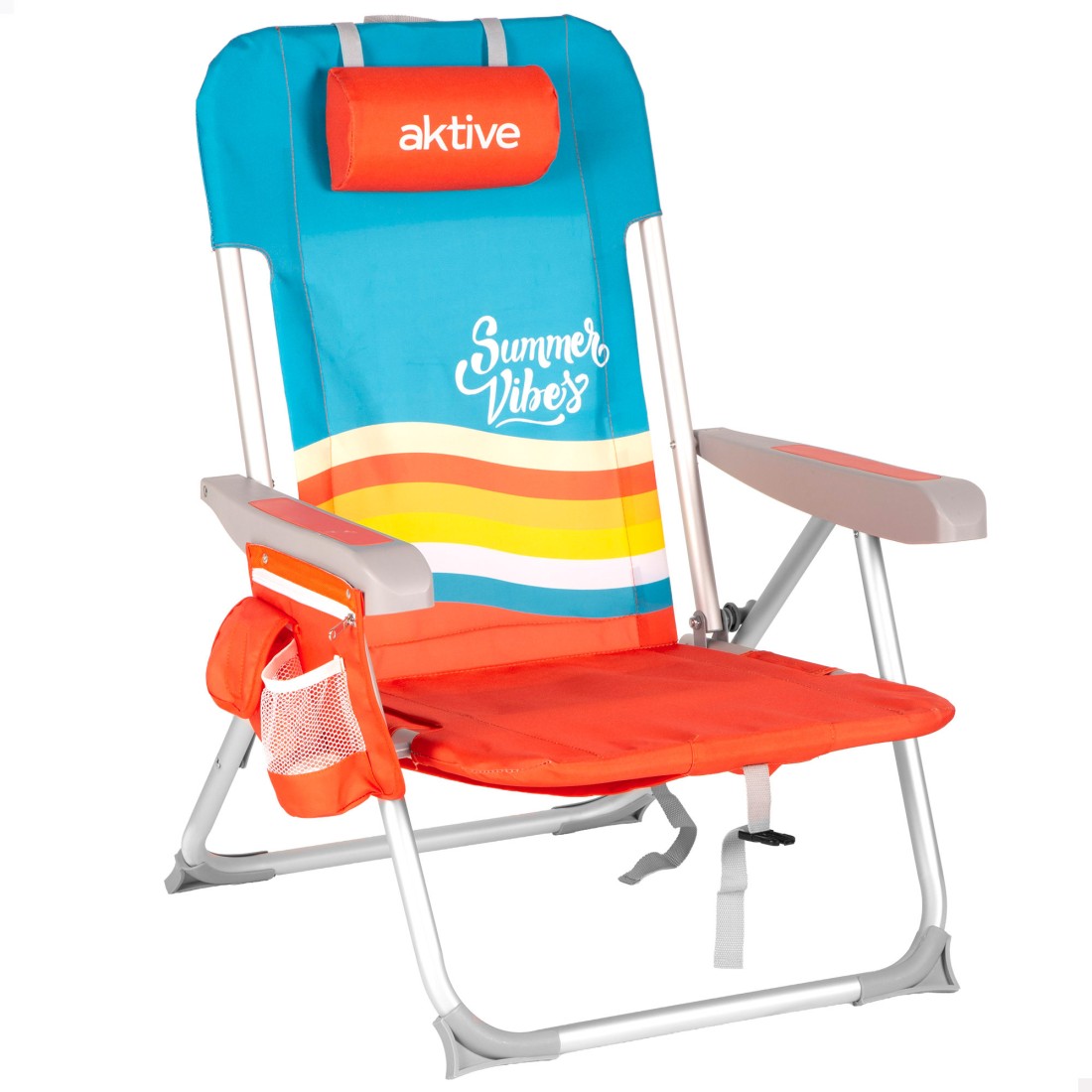 Silla playa multiposición 50x60x85 cm multicolor con bolsillos