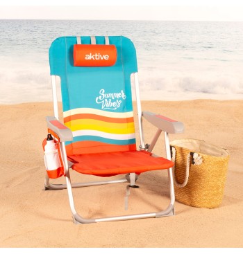 Silla playa multiposición 50x60x85 cm multicolor con... 2