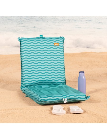 Asiento playa plegable 40x48x56 cm ondas turquesa