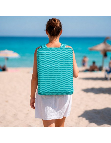 Asiento playa plegable 40x48x56 cm ondas turquesa