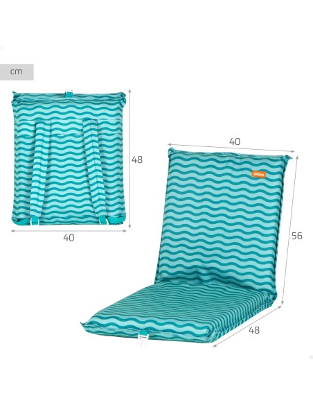 Asiento playa plegable 40x48x56 cm ondas turquesa
