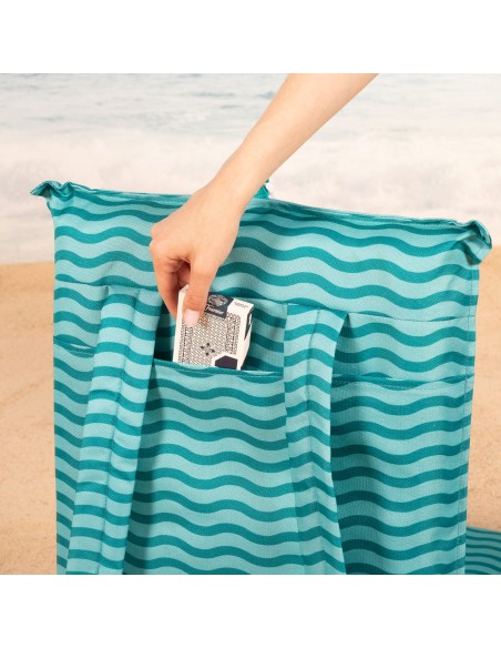 Asiento playa plegable 40x48x56 cm ondas turquesa