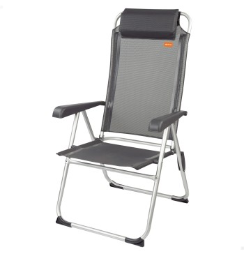 Silla plegable camping multiposición gris oscuro con cojín