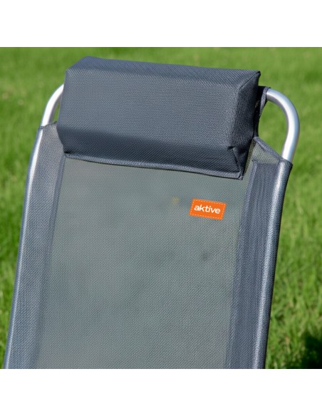 Silla plegable camping multiposición gris oscuro con cojín
