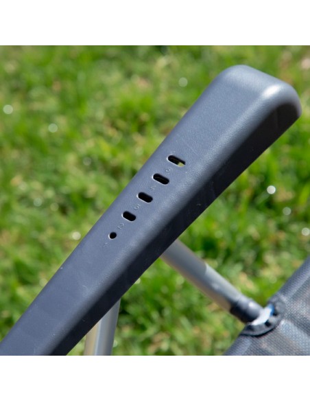 Silla plegable camping multiposición gris oscuro con cojín