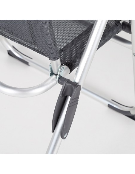 Silla plegable camping multiposición gris oscuro con cojín
