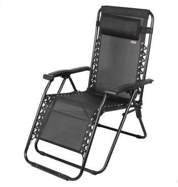 Silla plegable jardín gravedad cero 52x68x104 cm negro 2...