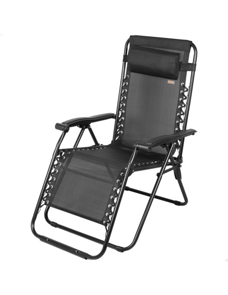 Silla plegable jardín gravedad cero 52x68x104 cm negro 2 posiciones