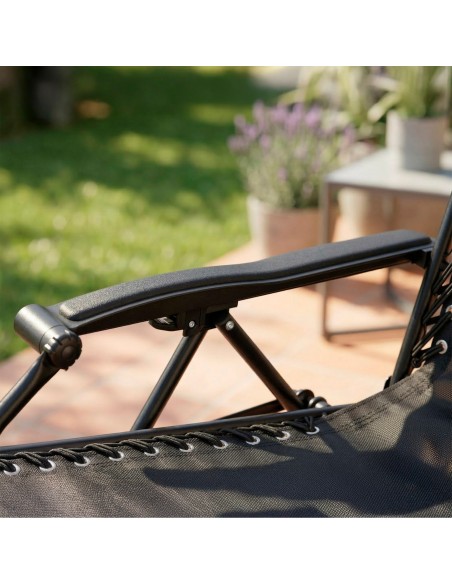 Silla plegable jardín gravedad cero 52x68x104 cm negro 2 posiciones