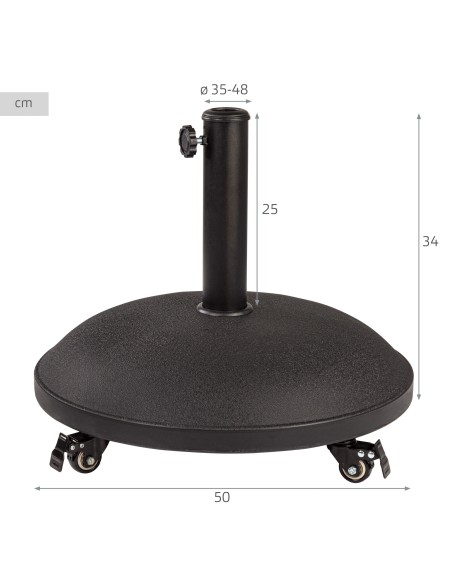 Soporte parasol circular cemento Ø35/48 mm con ruedas