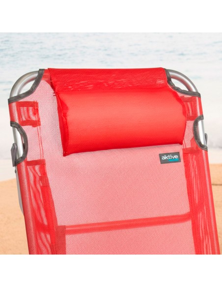 Pack 2 sillas playa multiposición 48x60x90 cm rojo con cojín