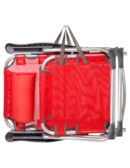 Pack 2 sillas playa multiposición 48x60x90 cm rojo con cojín