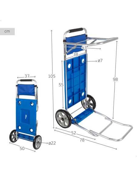 Carro mesa playa plegable con base extensible
