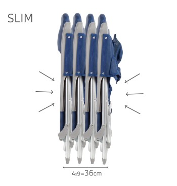 Silla playa baja slim multiposición 48x60x90 cm azul... 2