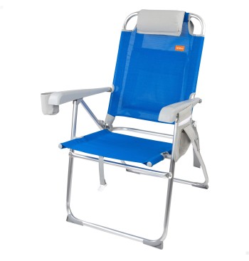 Silla playa alta multiposición 48x65x100 cm azul con...