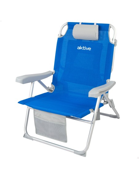 Silla playa XXL multiposición 55x66x85 cm azul