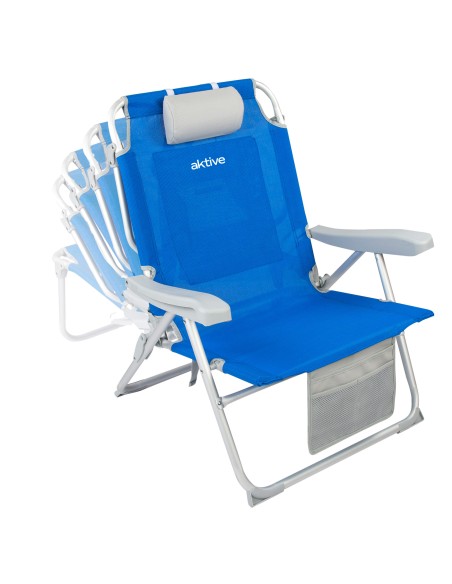 Silla playa XXL multiposición 55x66x85 cm azul