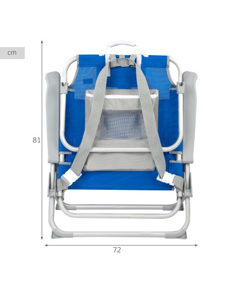 Silla playa XXL multiposición 55x66x85 cm azul