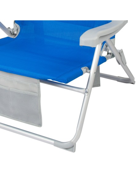 Silla playa XXL multiposición 55x66x85 cm azul