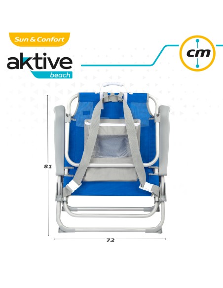 Silla playa XXL multiposición 55x66x85 cm azul