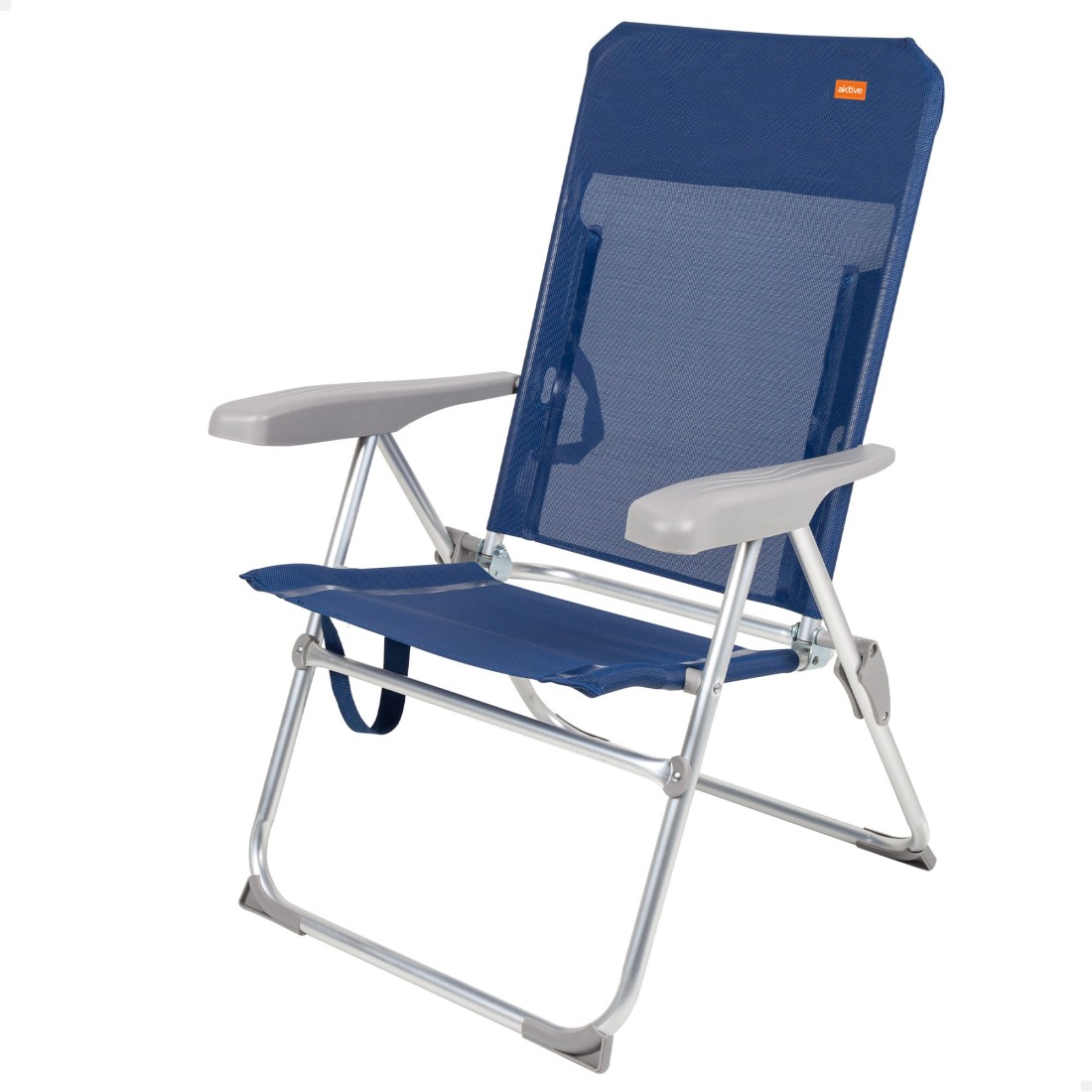 Silla playa alta plegado slim multiposición 47x60x94 cm azul marino