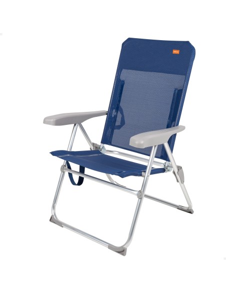 Silla playa alta plegado slim multiposición 47x60x94 cm azul marino
