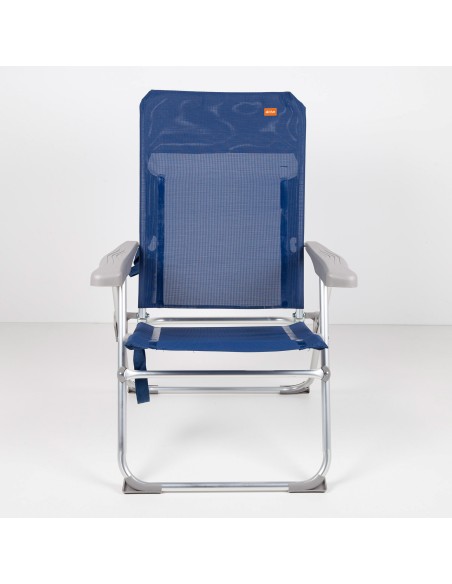 Silla playa alta plegado slim multiposición 47x60x94 cm azul marino