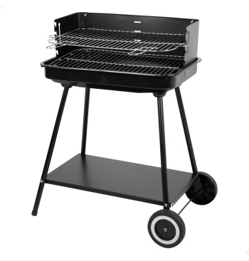 Barbacoa portátil carbón regulable en altura con 2 ruedas...