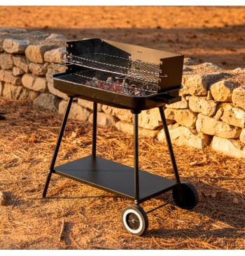 Barbacoa portátil carbón regulable en altura con 2 ruedas... 2