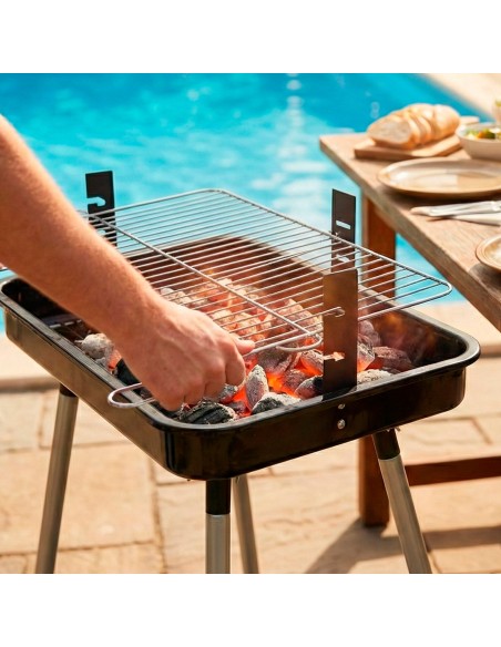 Barbacoa portátil de carbón con dos niveles de cocción