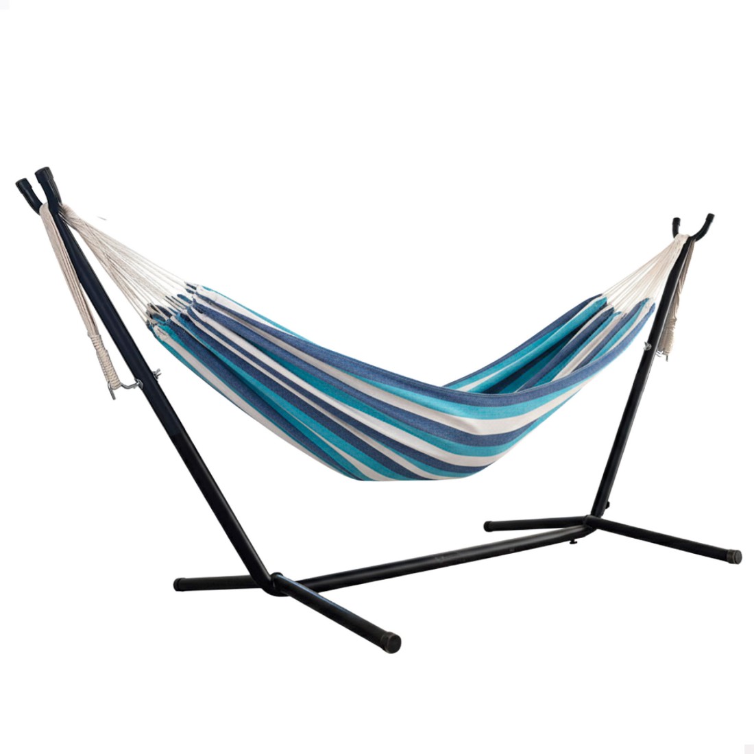 Hamaca camping de tela con estructura metal 260x108x102 cm