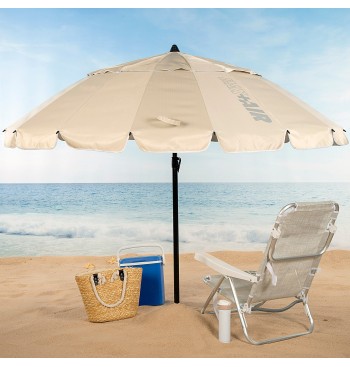 Sombrilla playa antiviento 16 varillas 240 cm beige 2