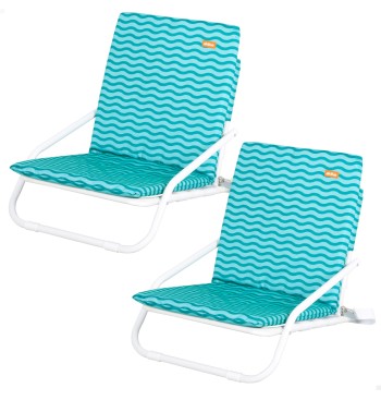 Pack 2 sillas playa bajas 46x60x50 cm ondas turquesa con...