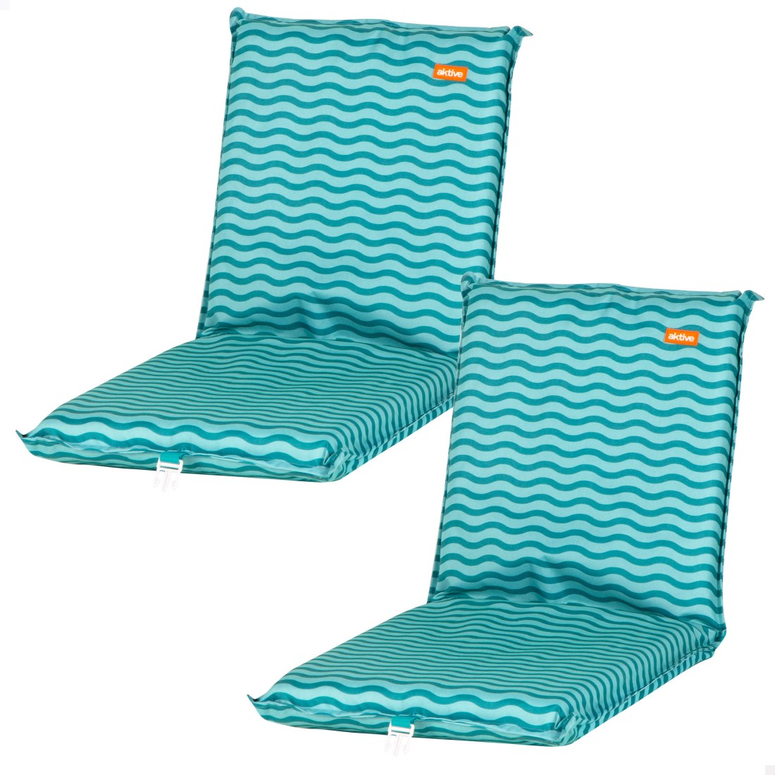 Pack 2 asientos playa bajos multiposición 40x48x56 cm ondas turquesa con bolsillo trasero
