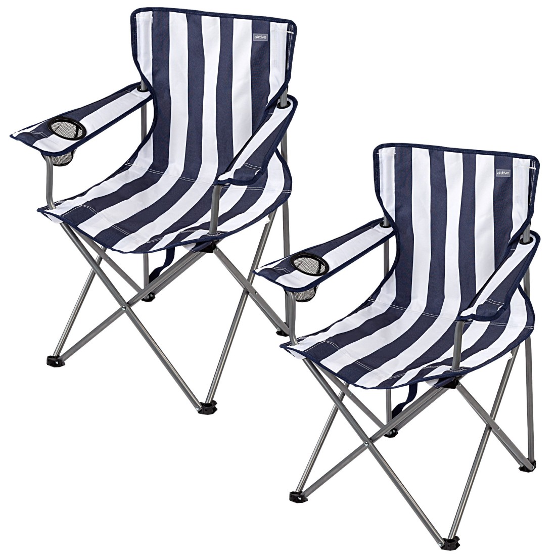 Pack 2 sillas camping altas 45x47x82 cm rayas