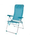Silla plegable de playa multiposición 47x67x110 cm azul con asa