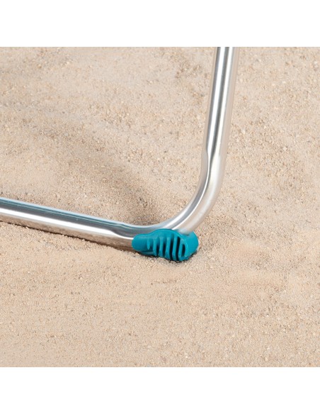 Silla plegable de playa multiposición 47x67x110 cm azul con asa