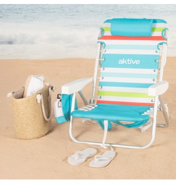Silla playa baja multiposición multicolor 50x53x77 cm con... 2