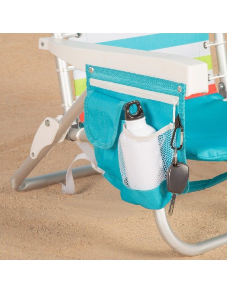 Silla playa baja multiposición multicolor 50x53x77 cm con nevera y bolsillos
