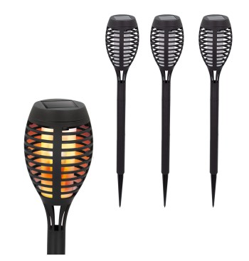 Set 4 balizas solares LED efecto llama
