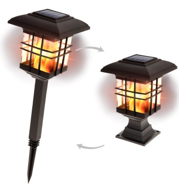 Baliza y farolillo solar LED 5 lúmenes 2 en 1 efecto fuego
