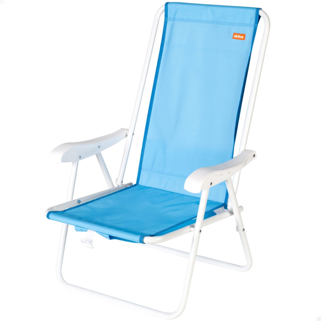 Silla de playa mochila plegable azul con bolsillo 44x40x81 cm