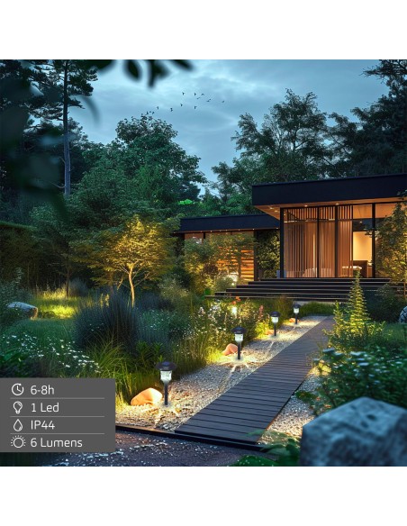 Pack 8 balizas solares LED 15x15x49 cm