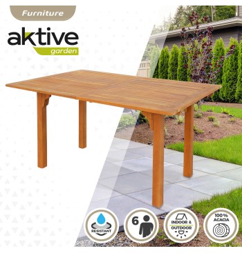 Mesa jardín extensible rectangular acacia 6 comensales 2