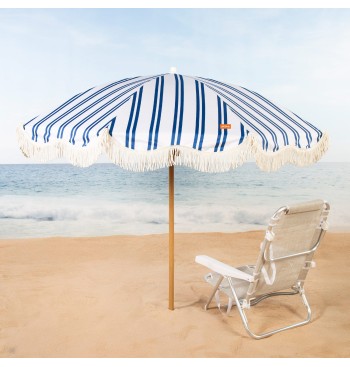 Sombrilla de playa 8 varillas 200 cm a rayas con flecos 2