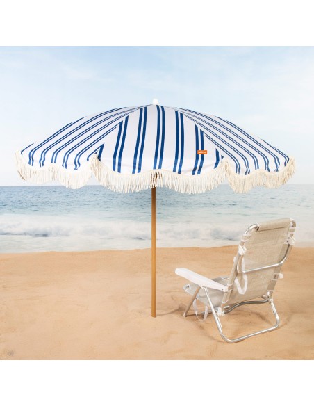 Sombrilla de playa 8 varillas 200 cm a rayas con flecos