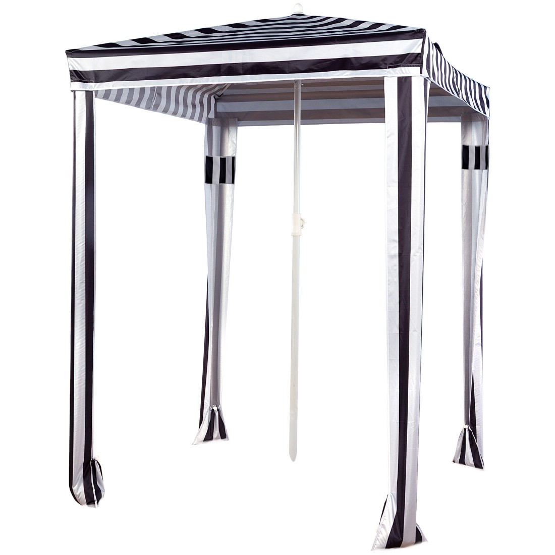 Sombrilla de playa convertible en carpa 145 cm rayas blanco y negro