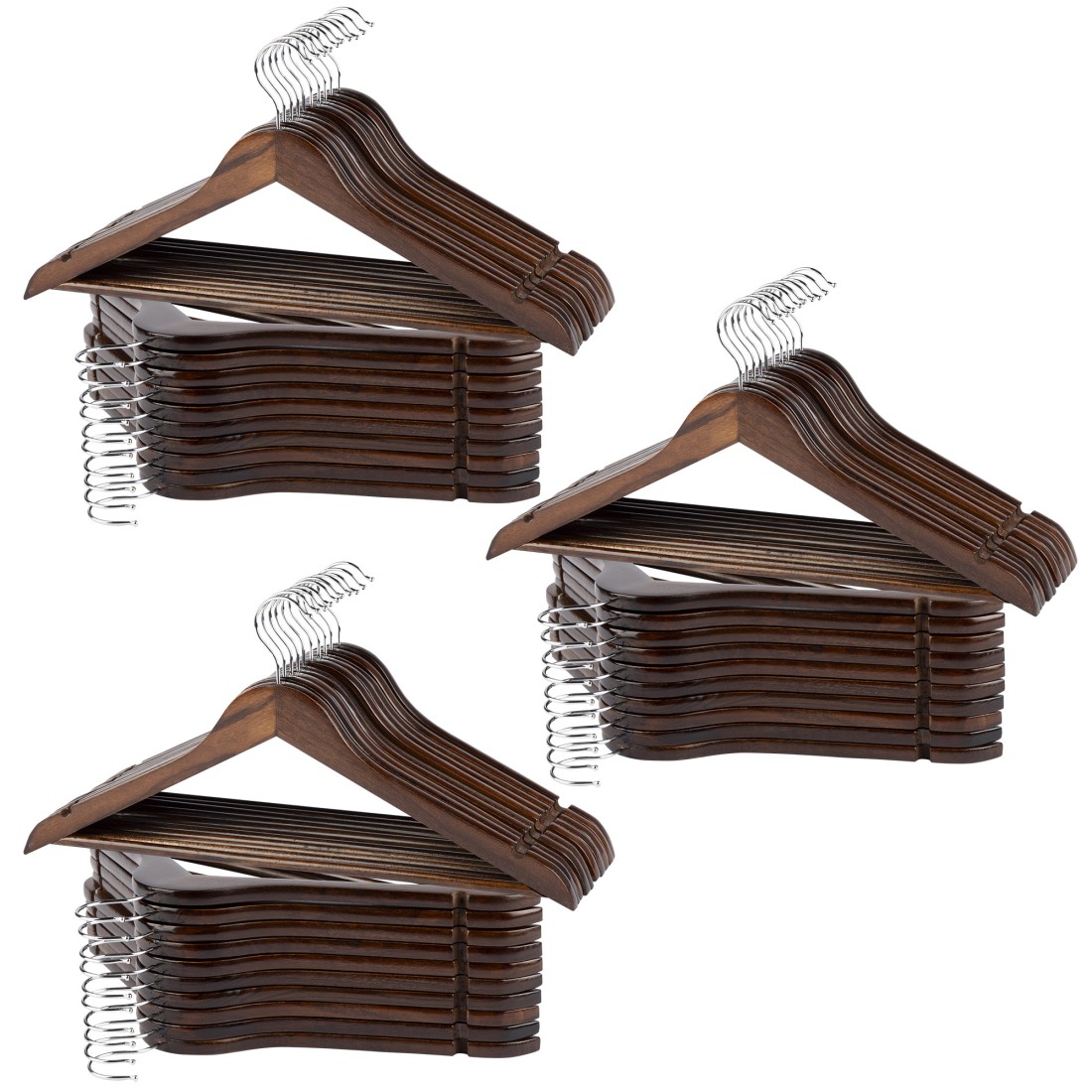 Max home pack 60 perchas madera oscura 44,5x23 cm