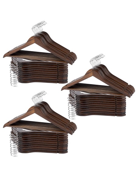 Max Home Pack 60 perchas madera oscura 44,5x23 cm